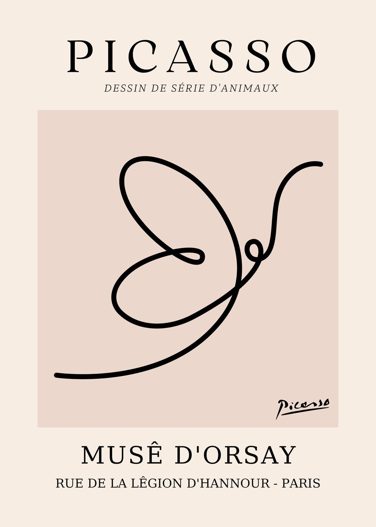 Picasso's Animal Series Drawing - Iconic Minimalist Art Print — poster only, complete unframed artwork
