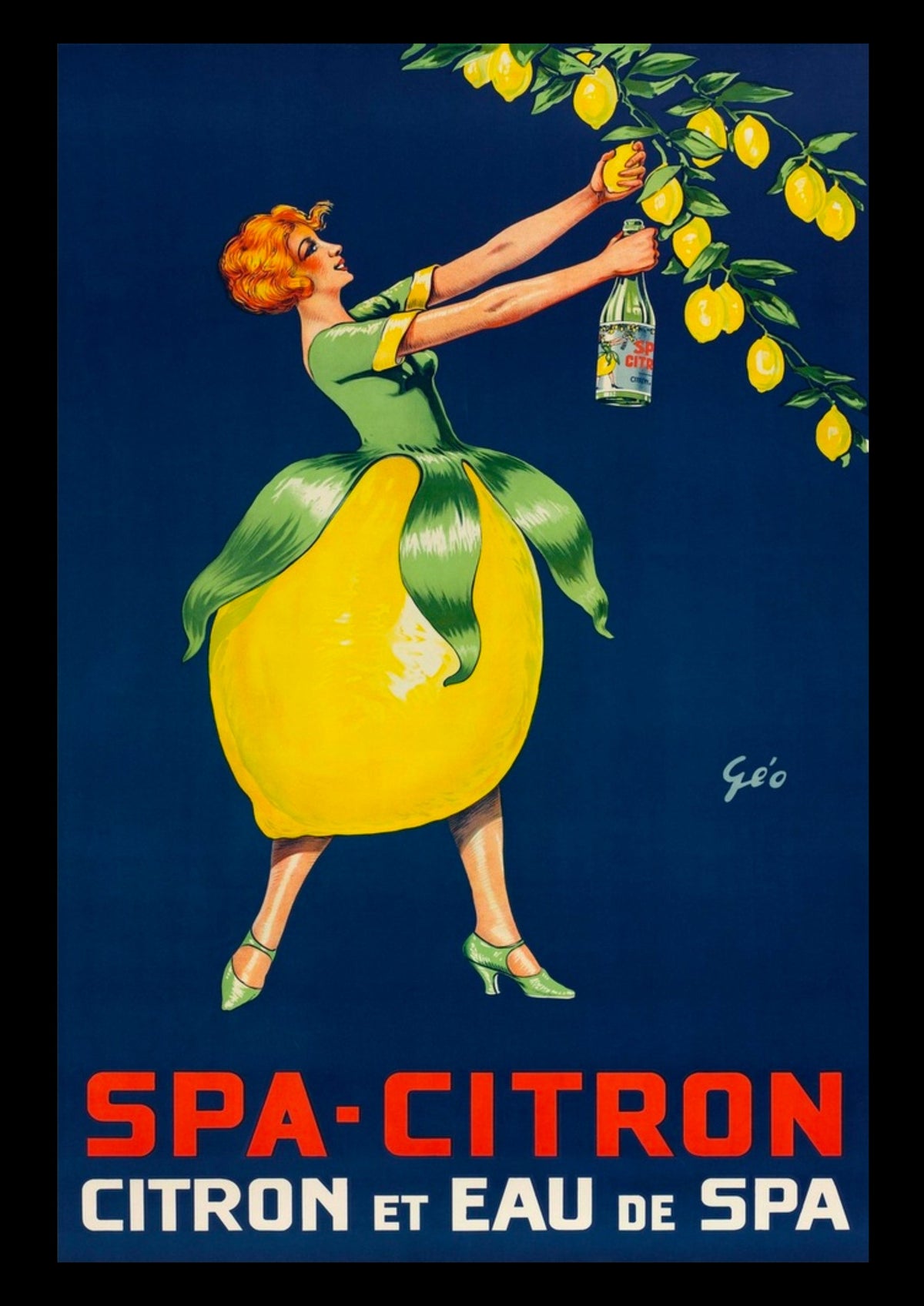 Spa-Citron Vintage Poster by Géo - French Lemon Drink Advertisement — poster only, complete unframed artwork