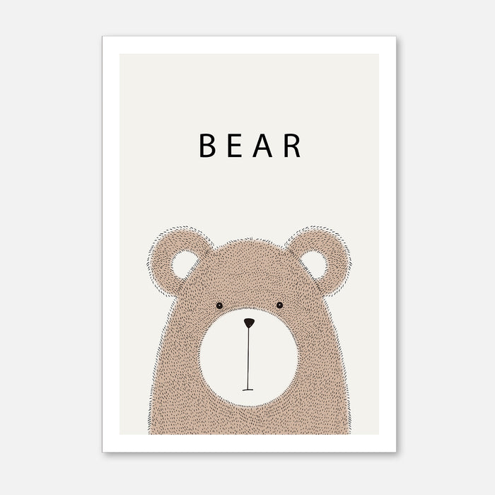 Minimalist Bear Illustration - Cute Animal Art Print