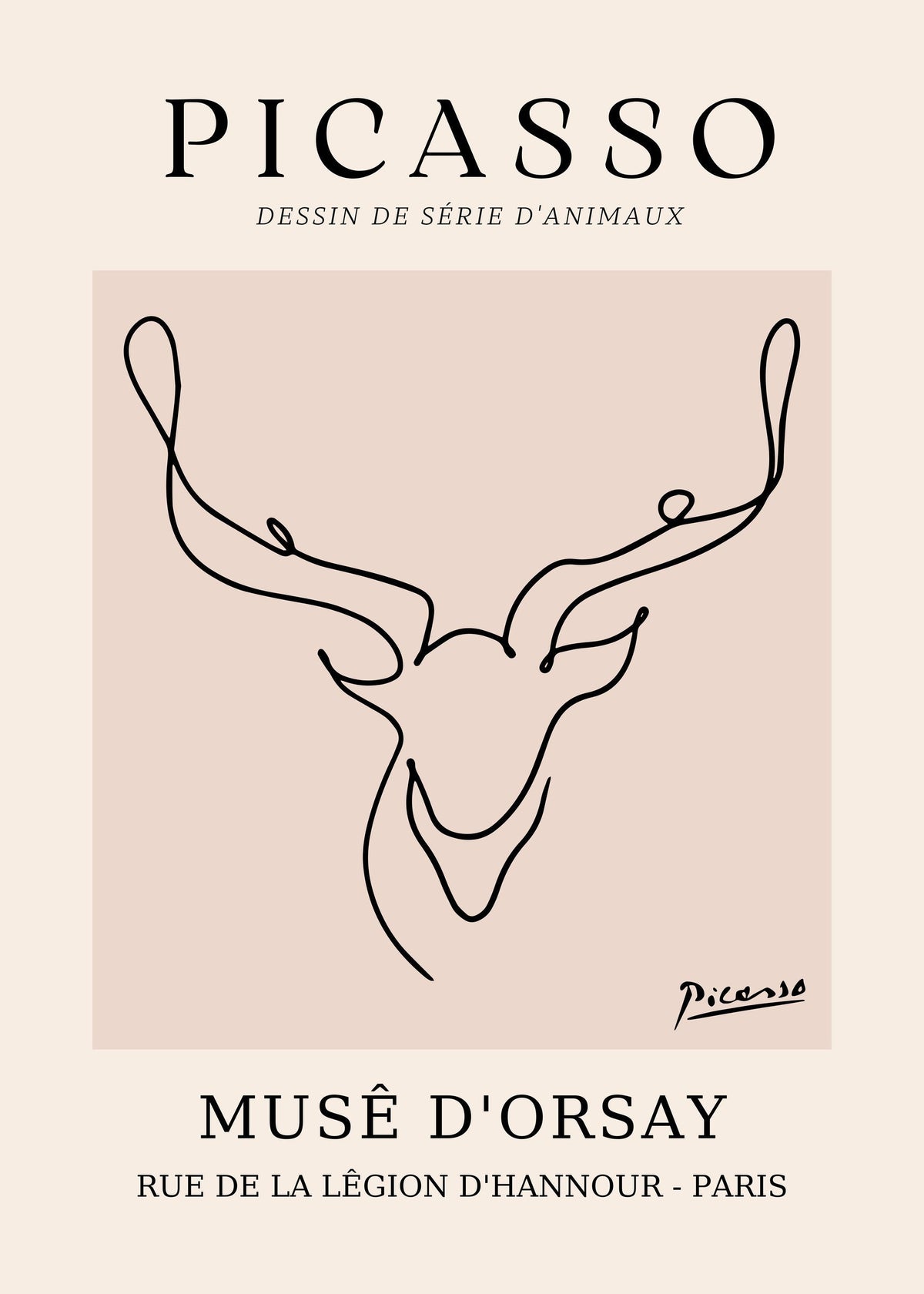 Picasso's Drawings of Animals - Minimalist Art Print — poster only, complete unframed artwork