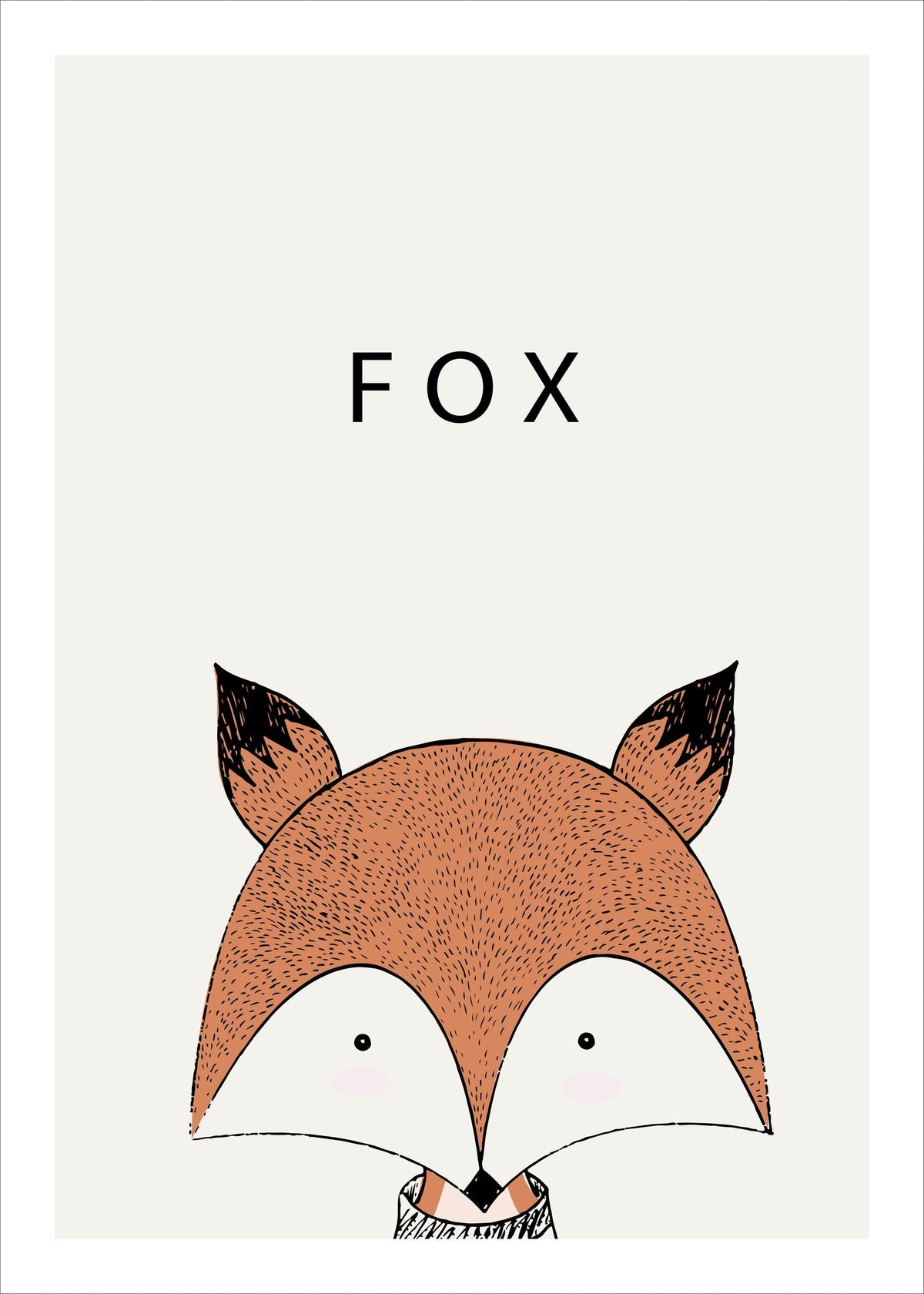 Whimsical Fox Illustration - Modern Minimalist Art Print — poster only, complete unframed artwork