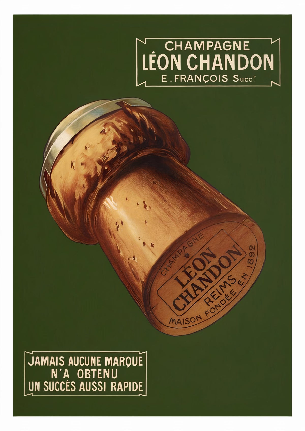 Léon Chandon Champagne Vintage Poster - Classic French Advertising Art Print — poster only, complete unframed artwork