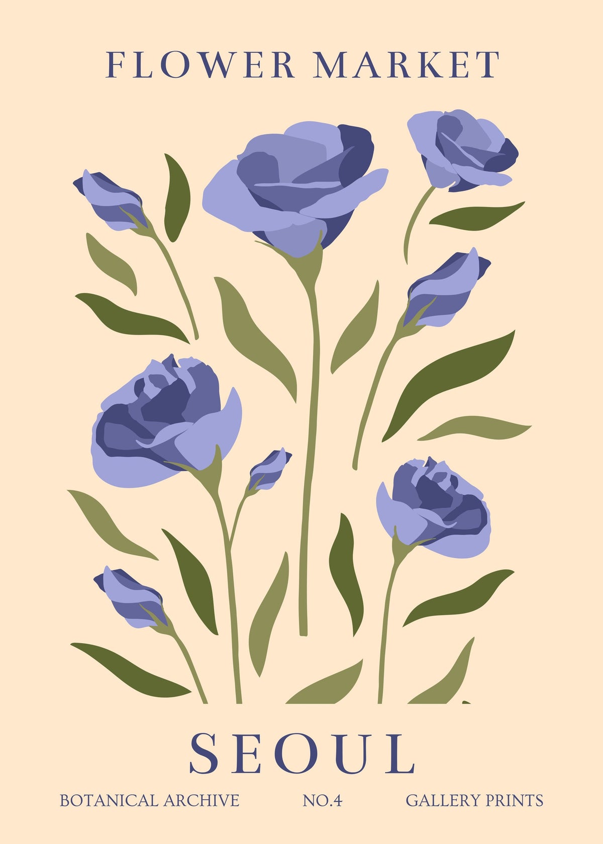 Seoul Flower Market - Botanical Archive No.4 Art Print — poster only, complete unframed artwork