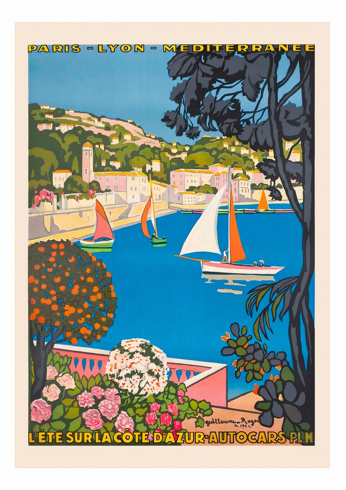 L'été Sur La Cote D'Azur - Vintage French Riviera Art Print by Roger Broders — poster only, complete unframed artwork