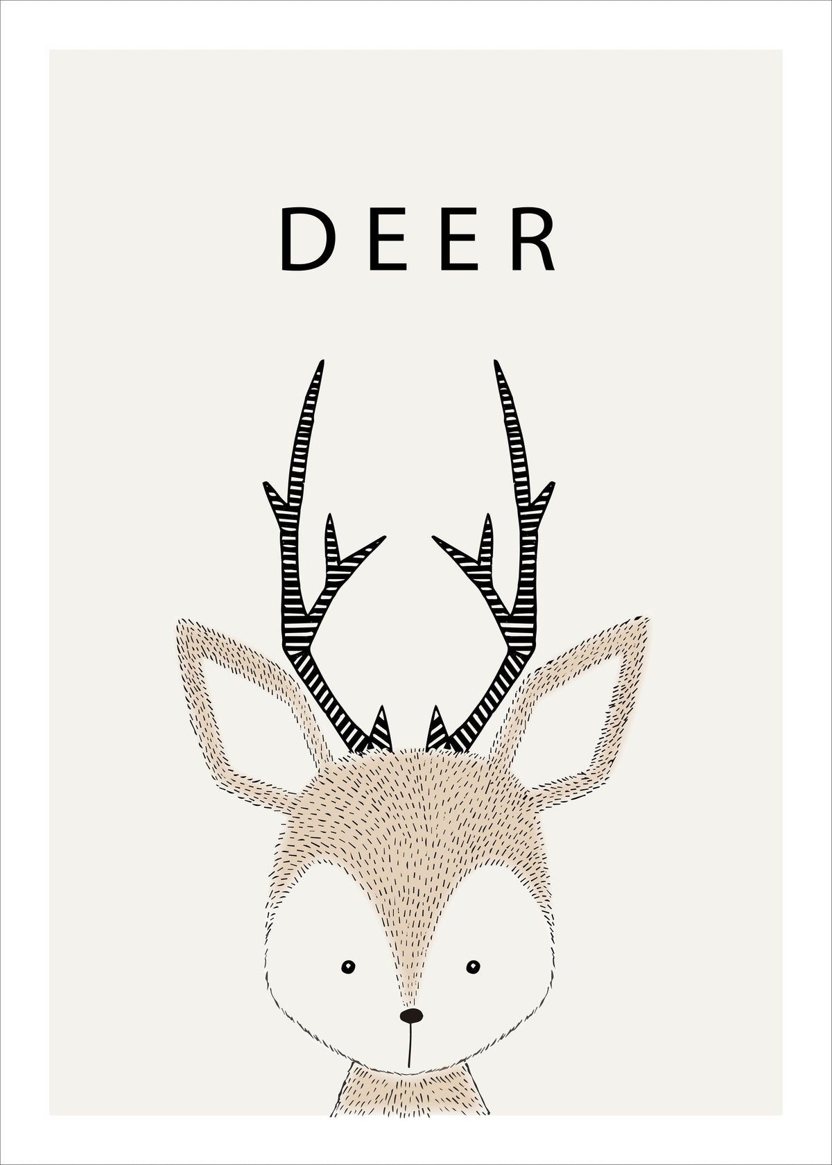 Charming Deer Illustration - Minimalist Animal Art Print — poster only, complete unframed artwork
