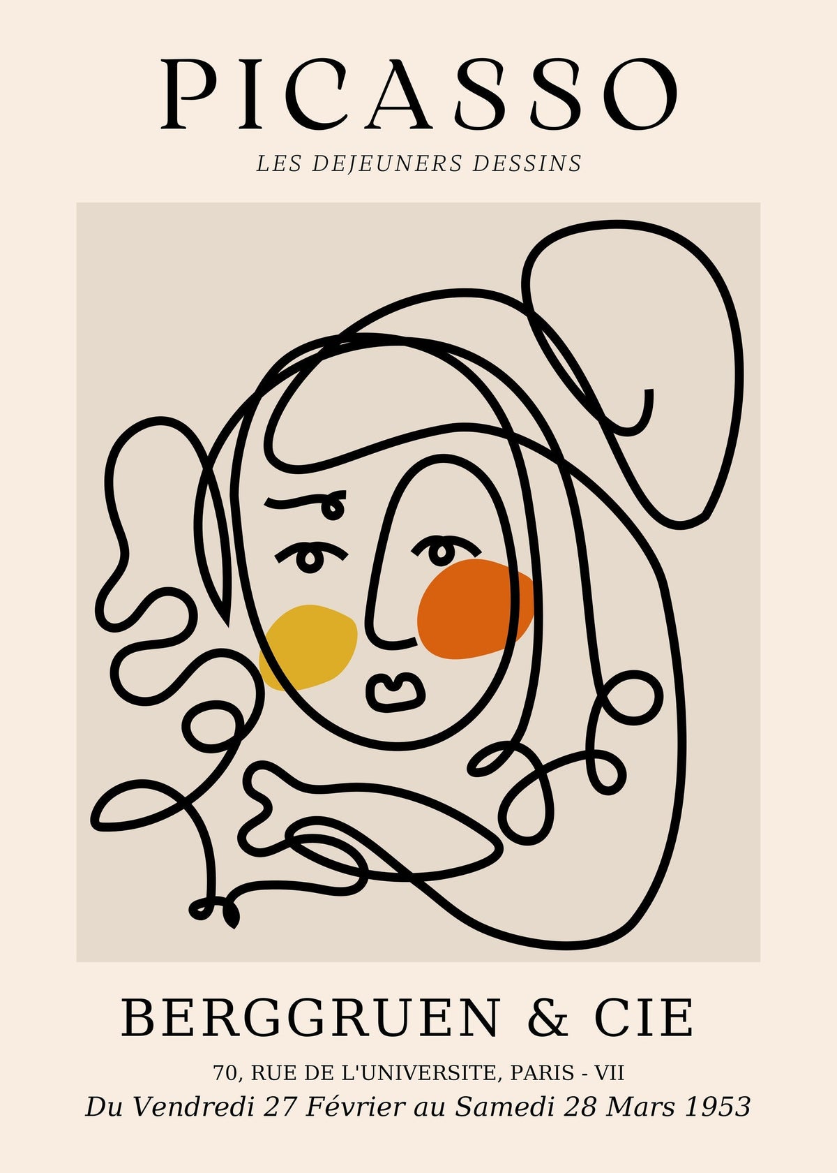 Picasso's Les Dejeuners Dessins - Iconic Berggruen Exhibition Art Print — poster only, complete unframed artwork