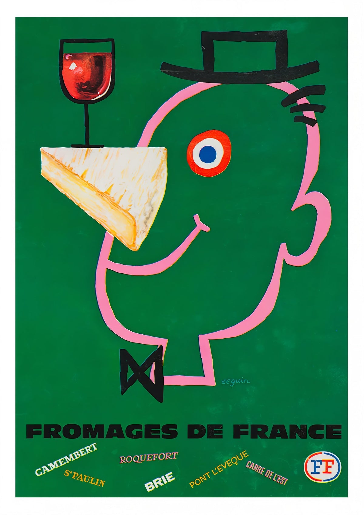 Fromages de France - Vintage French Cheese Poster by Seguin — poster only, complete unframed artwork