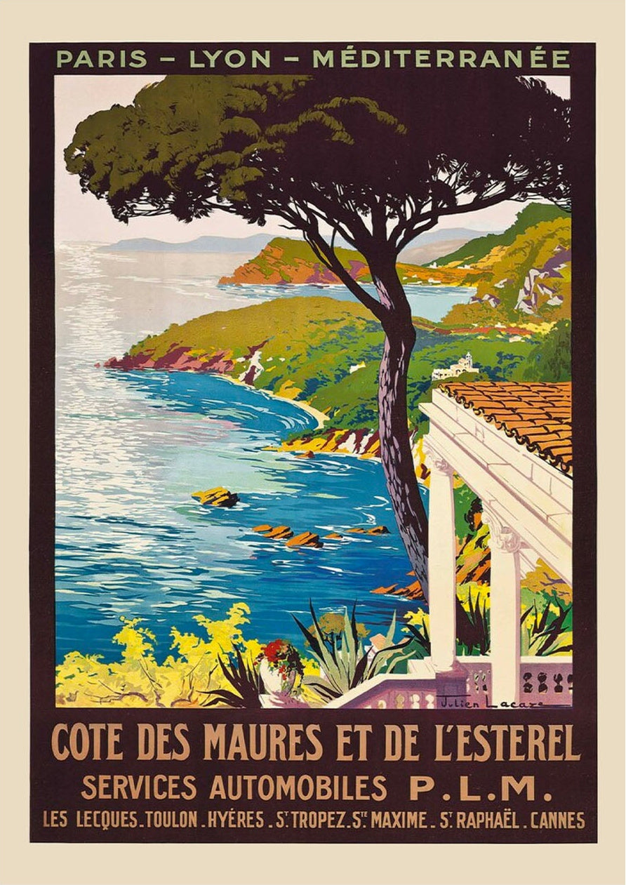 Côte des Maures et de l'Estérel Art Print - Vintage Mediterranean Travel Poster — poster only, complete unframed artwork