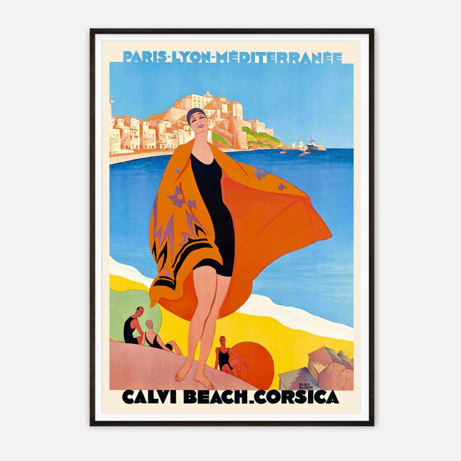 Calvi Beach Corsica Vintage Travel Poster by Roger Broders