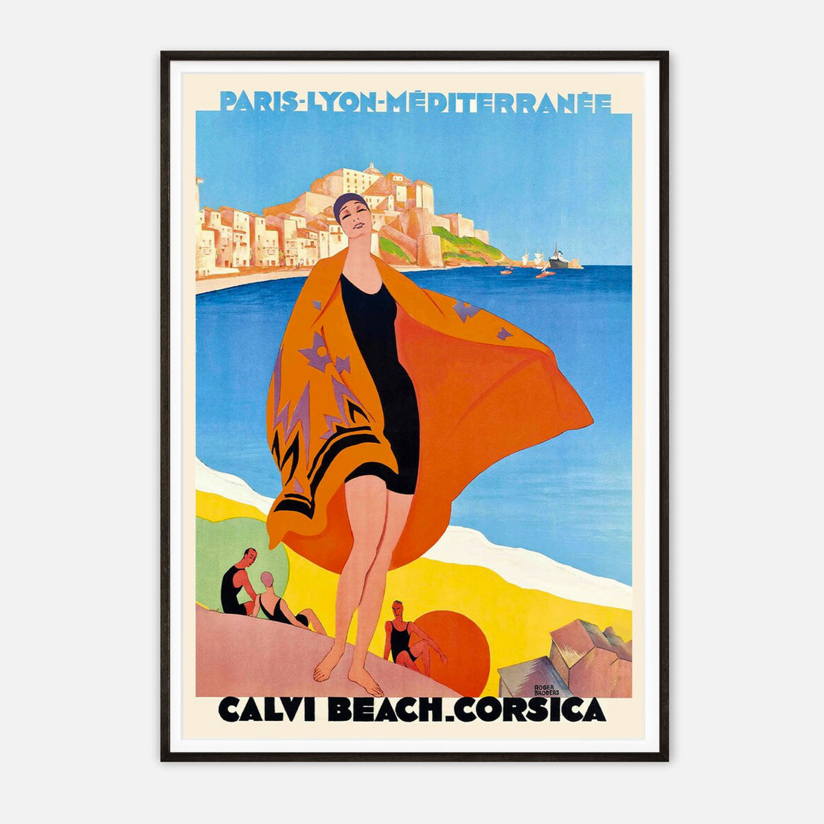 Calvi Beach Corsica Vintage Travel Poster by Roger Broders