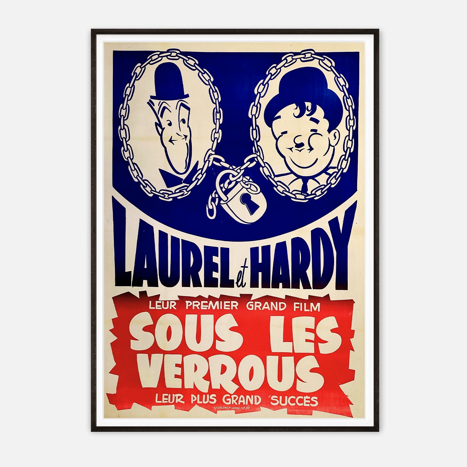 Laurel and Hardy 'Sous Les Verrous' - Vintage Movie Poster Art Print