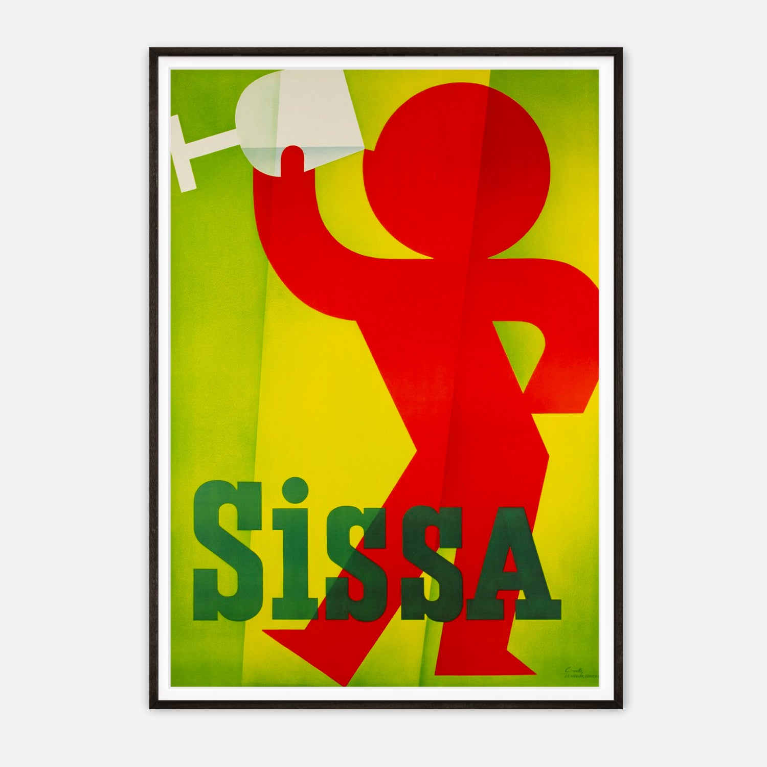 Vintage Sissa Poster - Minimalist Red Figure with Wine