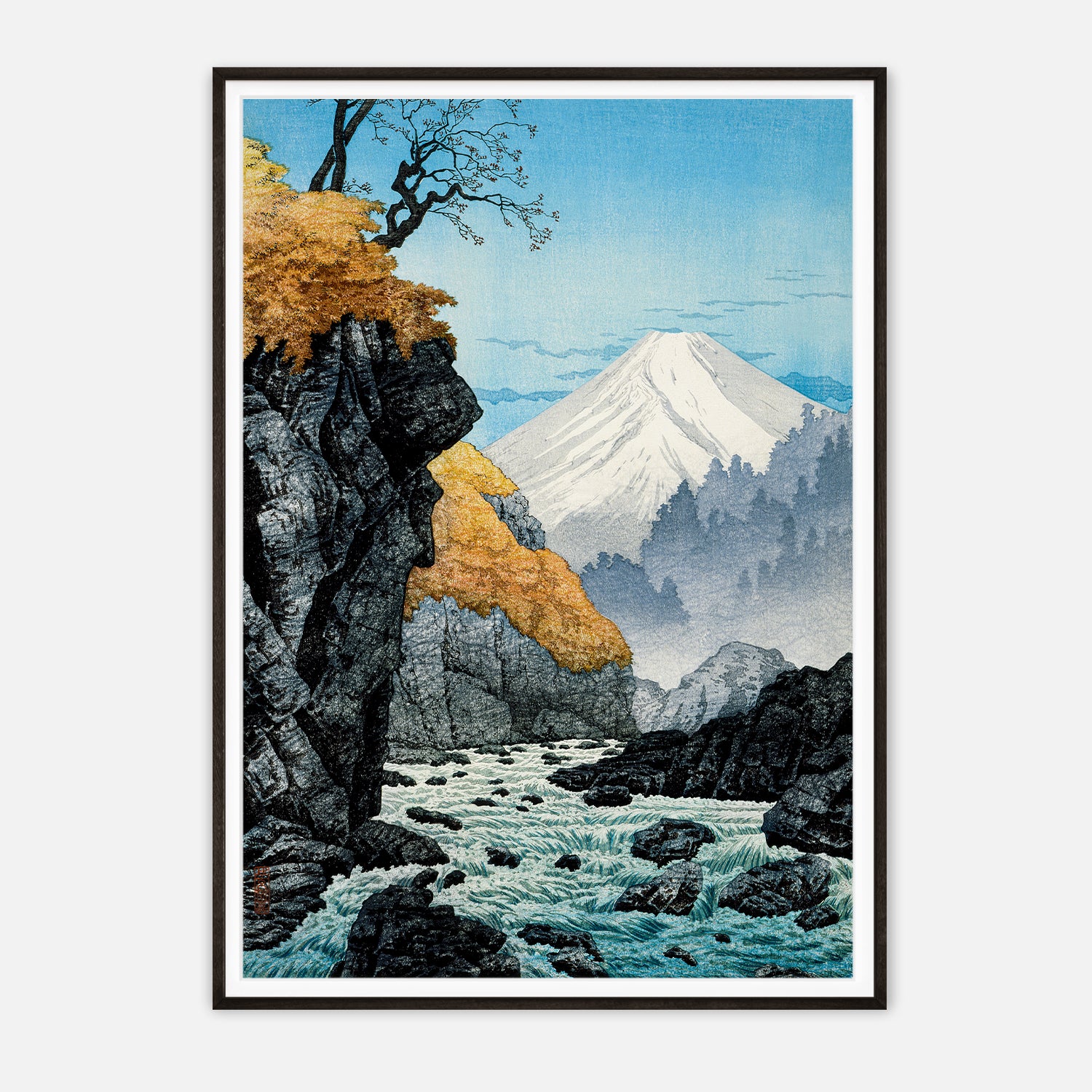 Scenic Mountain River Japanese Ukiyo-e Art Print