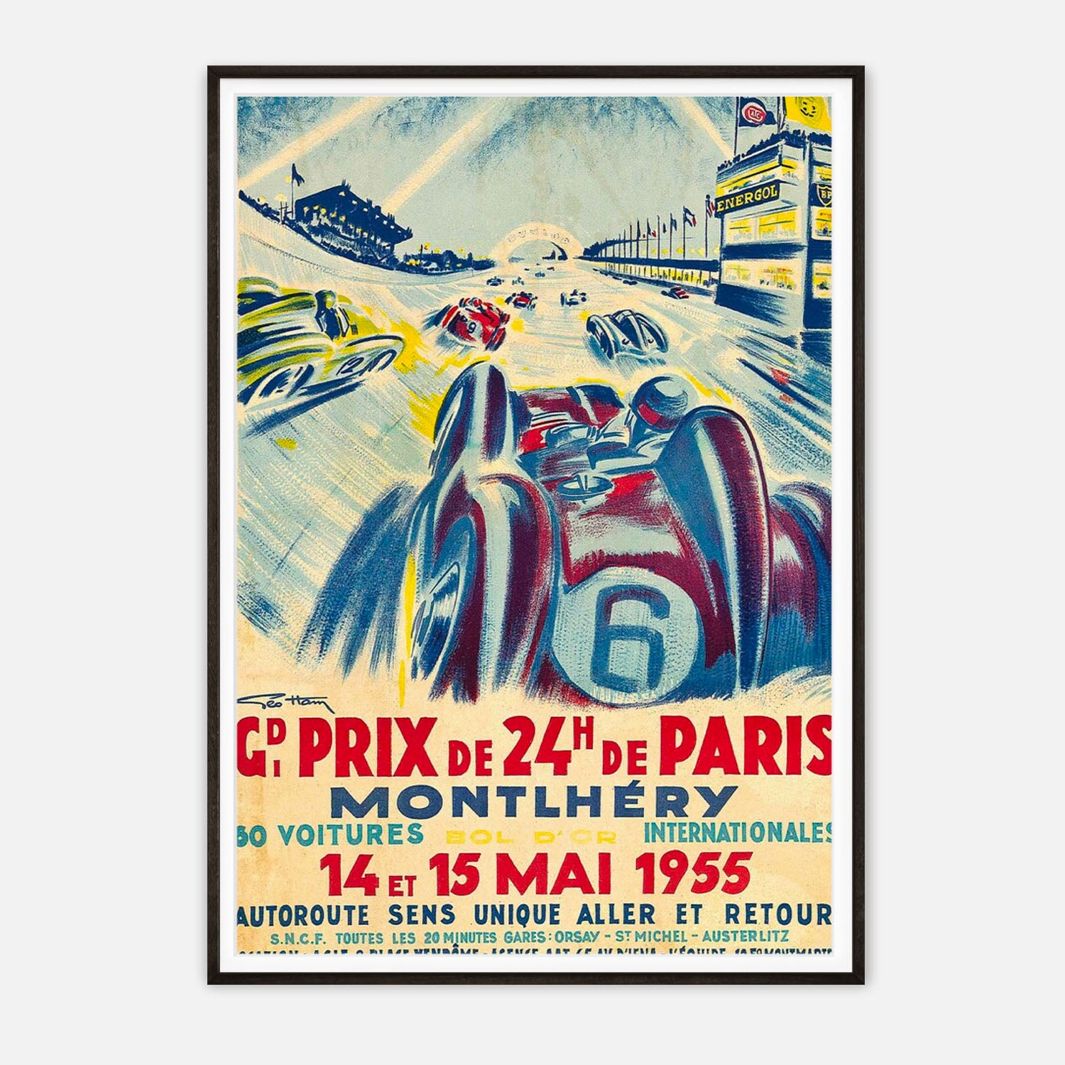 Grand Prix de 24H de Paris 1955 - Vintage Racing Poster by Geo Ham