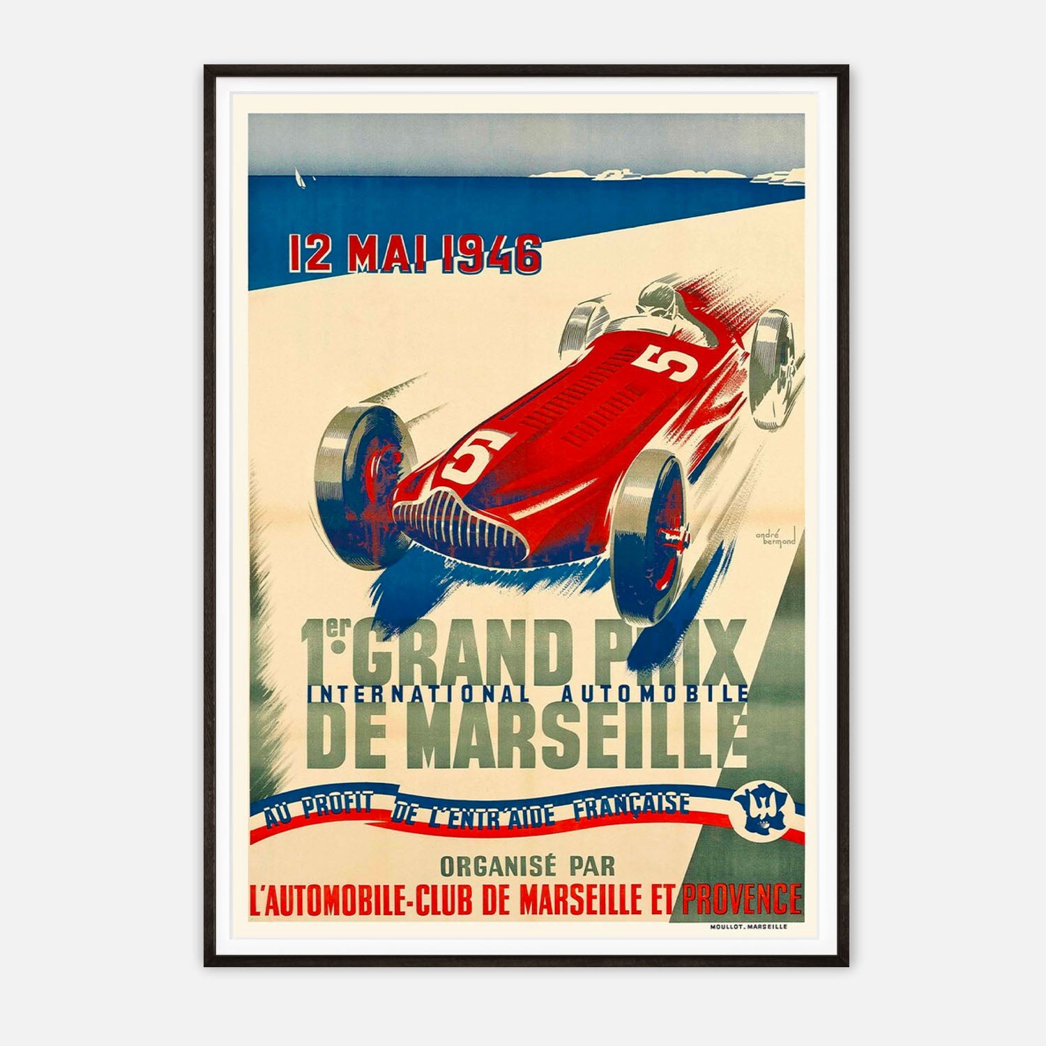 1er Grand Prix de Marseille 1946 - Vintage Racing Poster Art by André Bermond