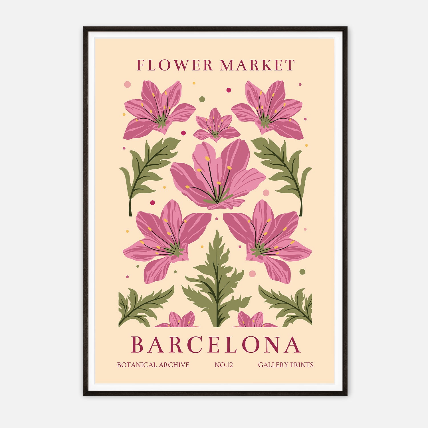 Flower Market in Barcelona - Vibrant Botanical Art Print