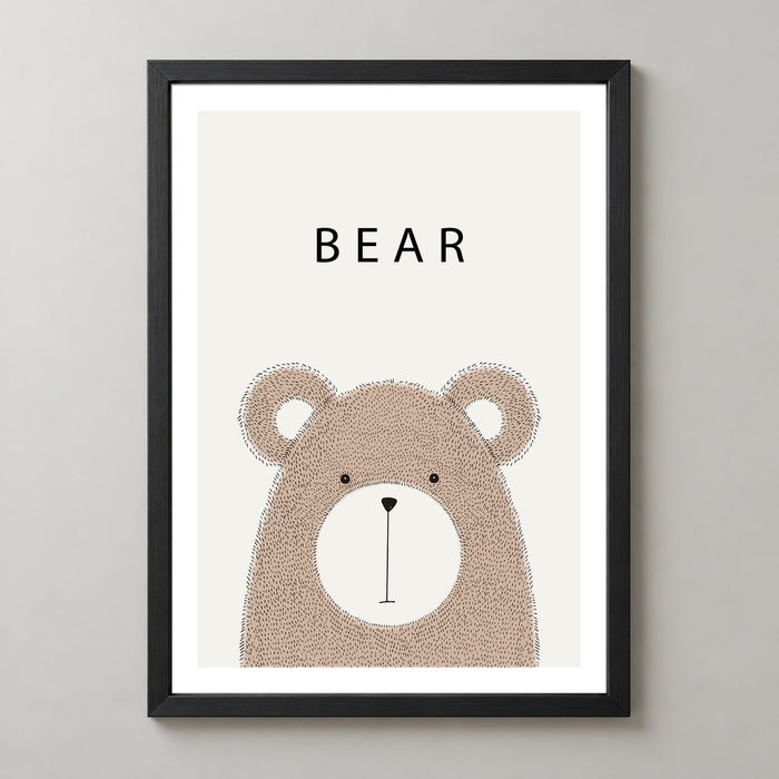 Minimalist Bear Illustration - Cute Animal Art Print