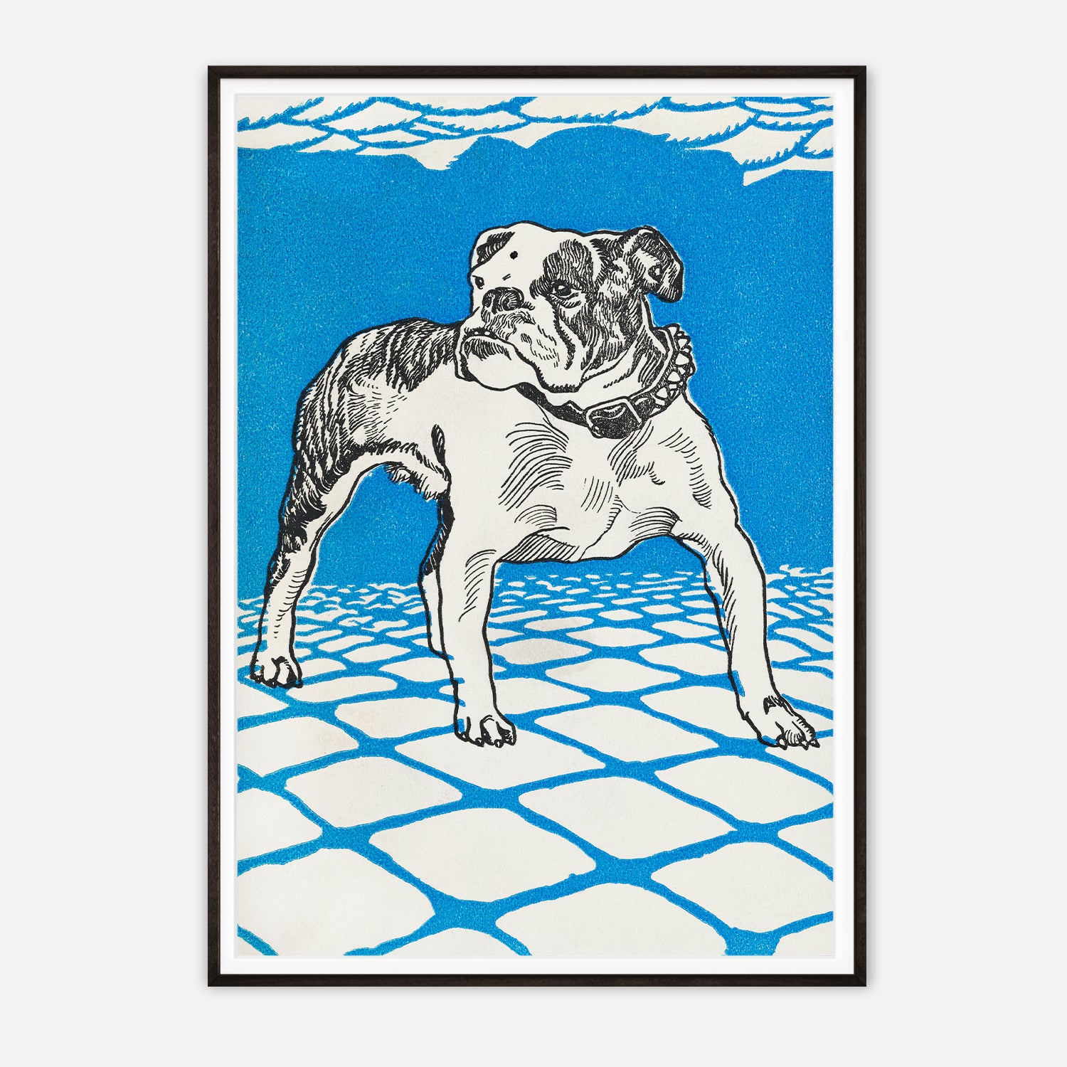 Vintage Bulldog Illustration Art Print - Charming Canine Design