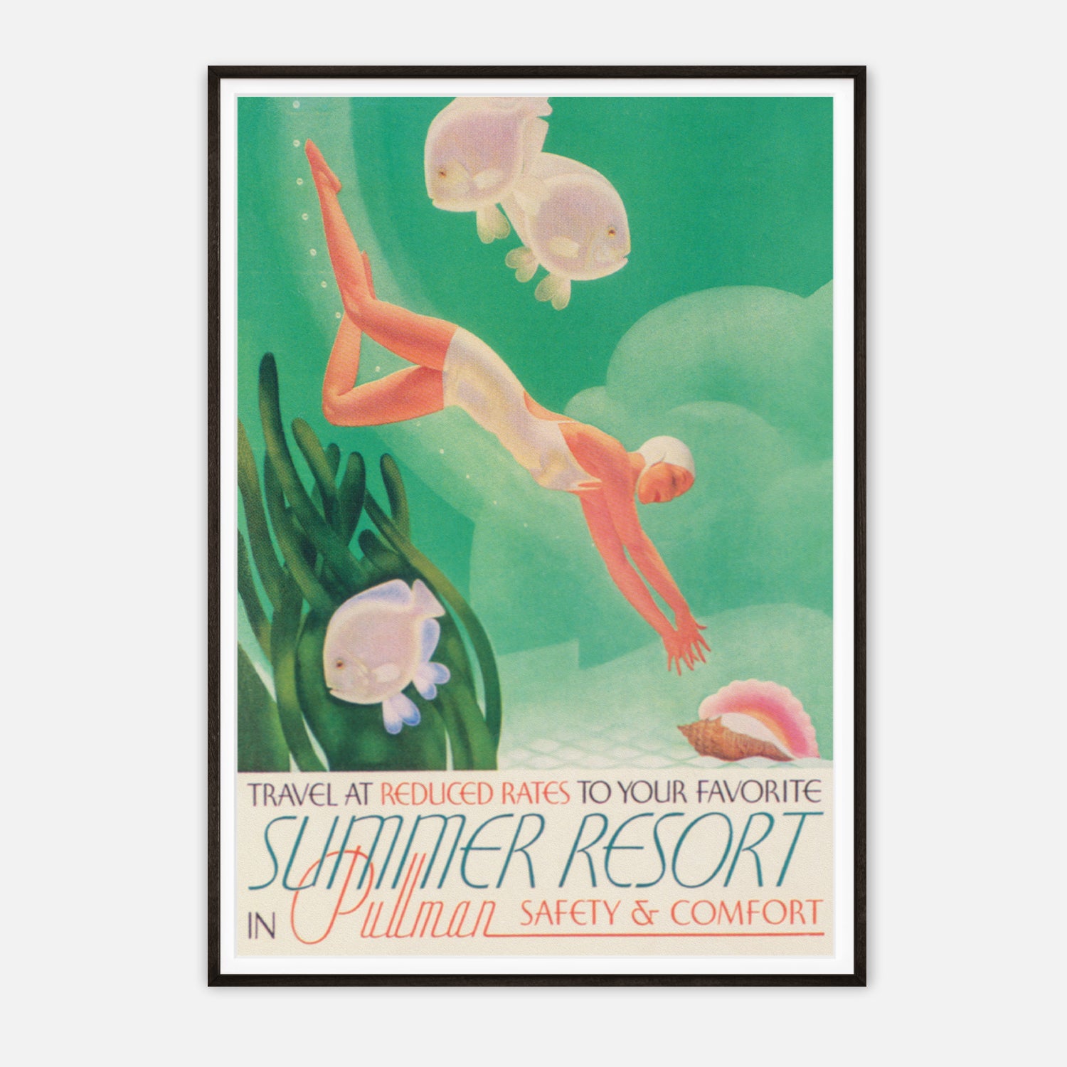 Vintage Summer Resort Travel Poster - Underwater Adventure Art Print