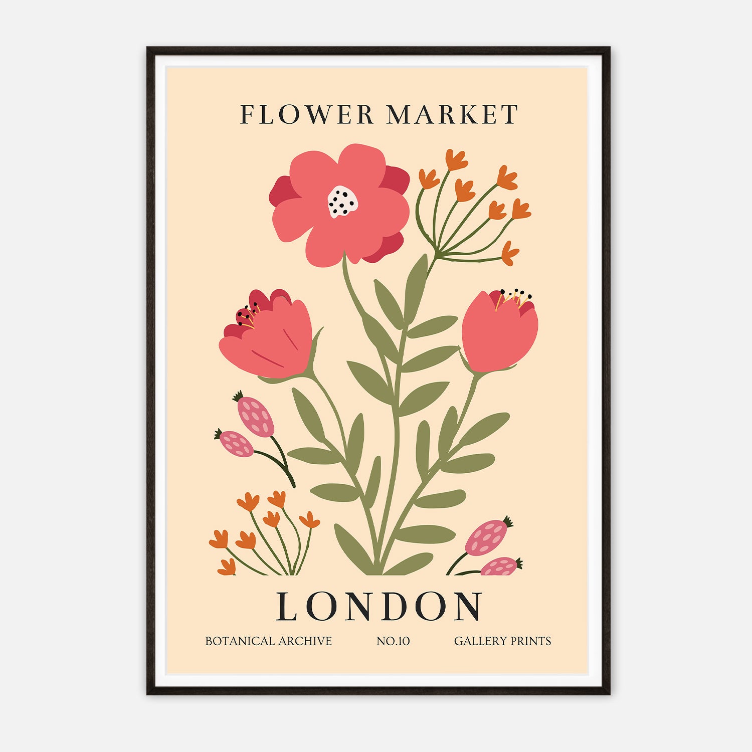 Vintage Flower Market Botanical Art Print - London Edition