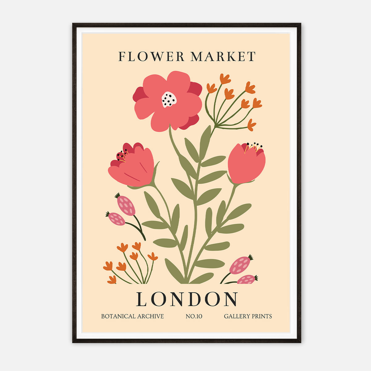 Vintage Flower Market Botanical Art Print - London Edition