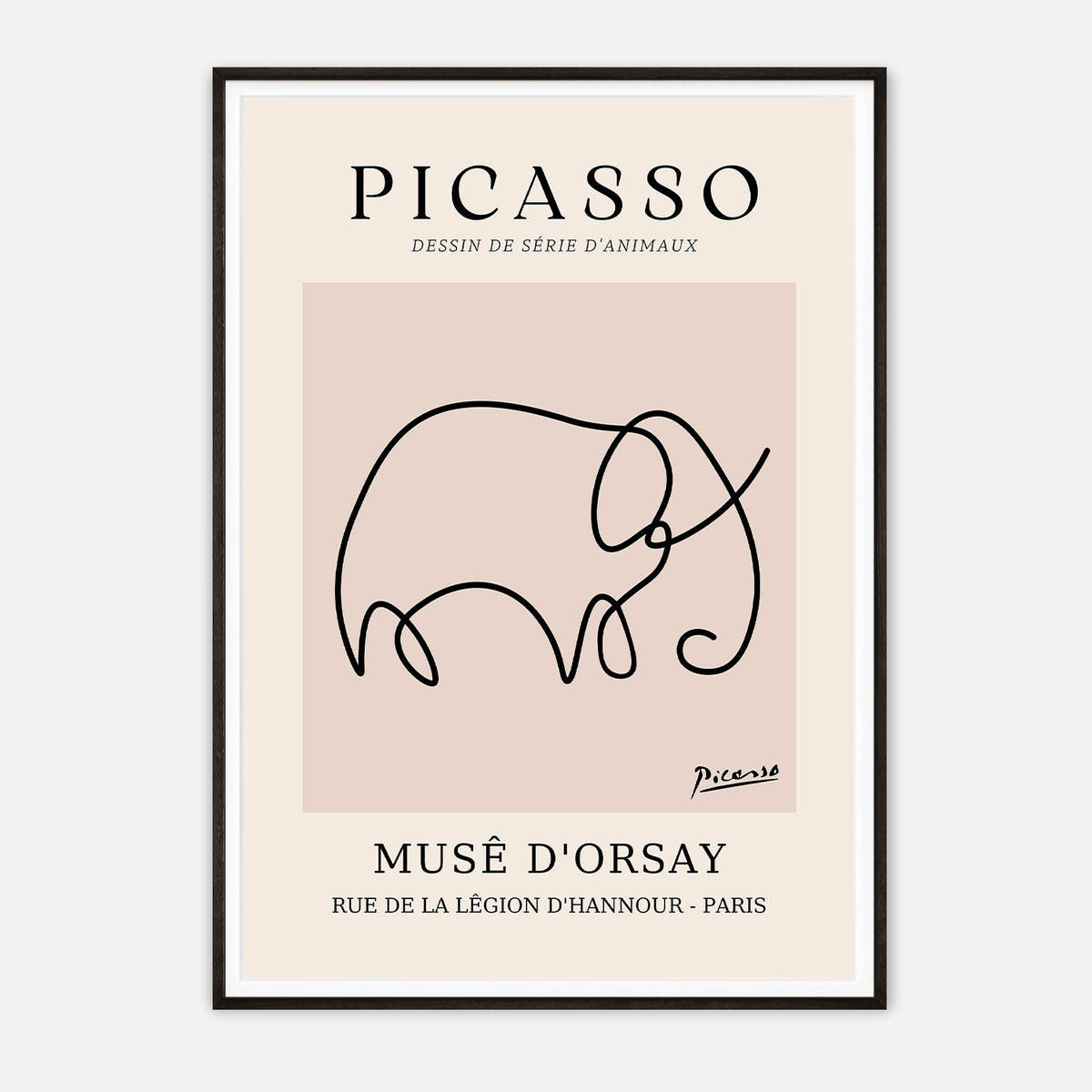 Picasso's Minimalist Elephant - Iconic Line Drawing Art Print