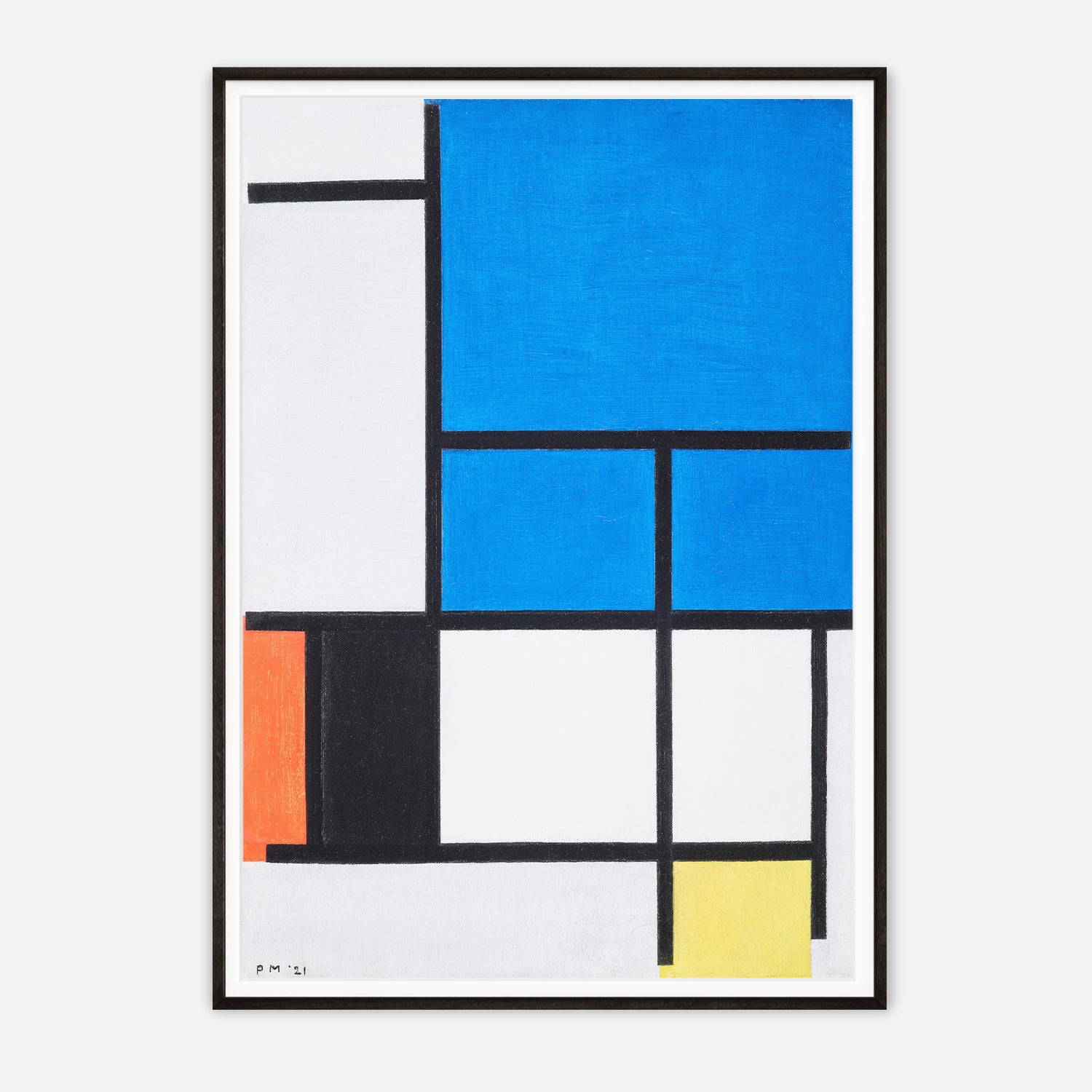 Piet Mondrian's Composition with Blue, Black, and Yellow - Iconic Abstract Art Print