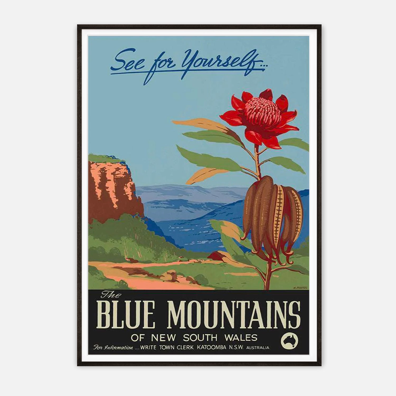 The Blue Mountains of New South Wales - Vintage Travel Poster