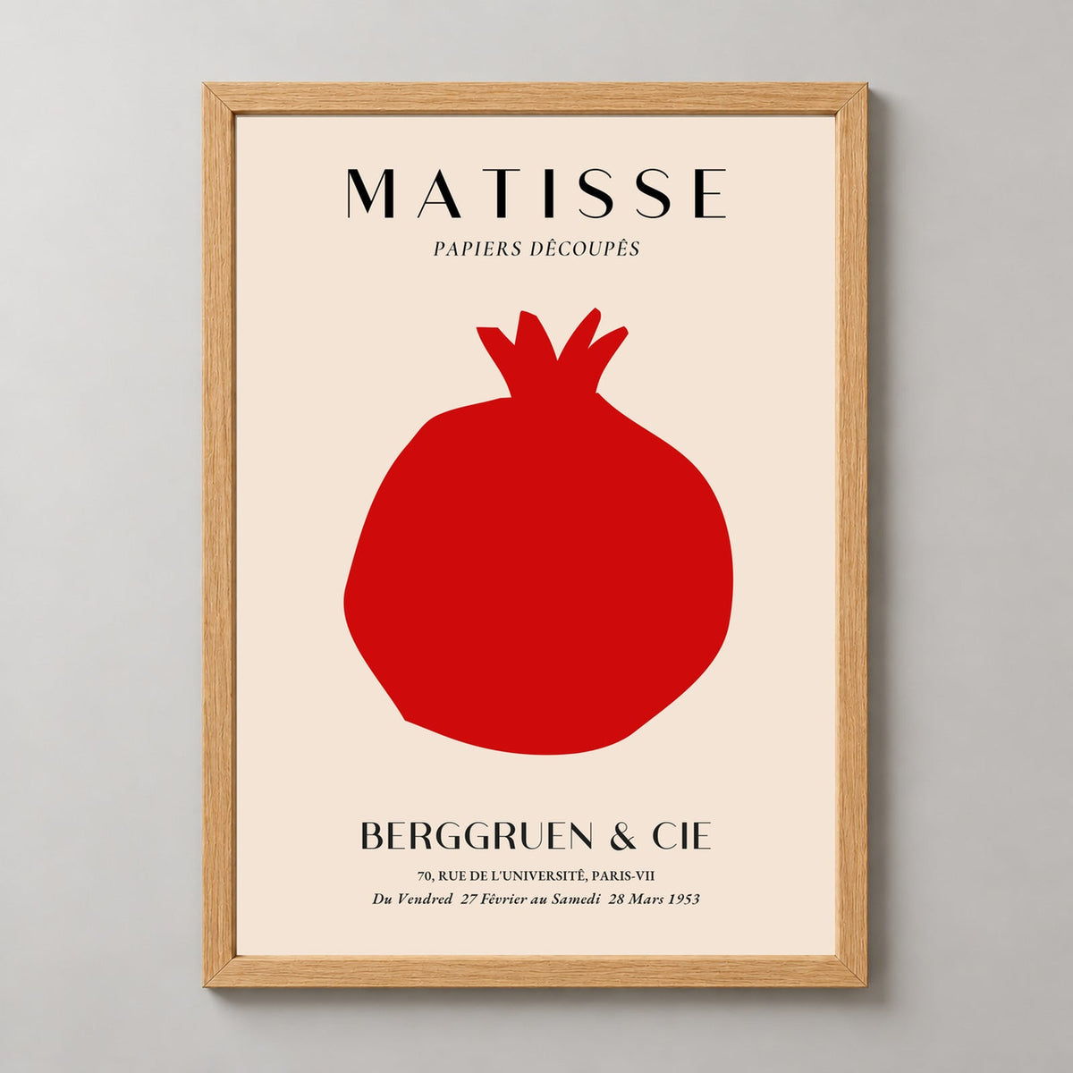 Henri Matisse Papiers Découpés Exhibition Poster - Iconic Modern Art Print — realistic natural wood frame studio view