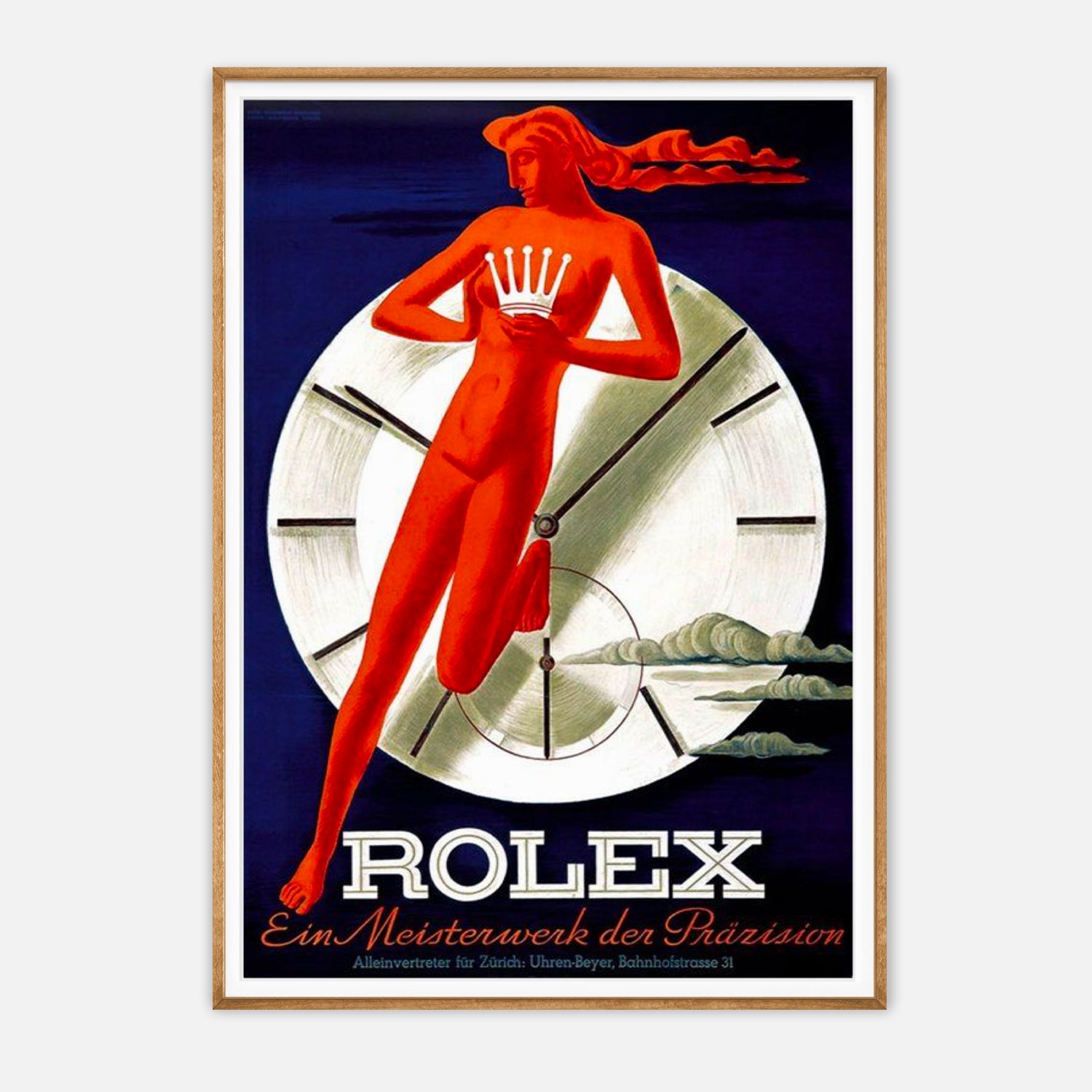 Vintage Rolex Advertising Poster - Iconic Art Deco Timepiece Illustrat