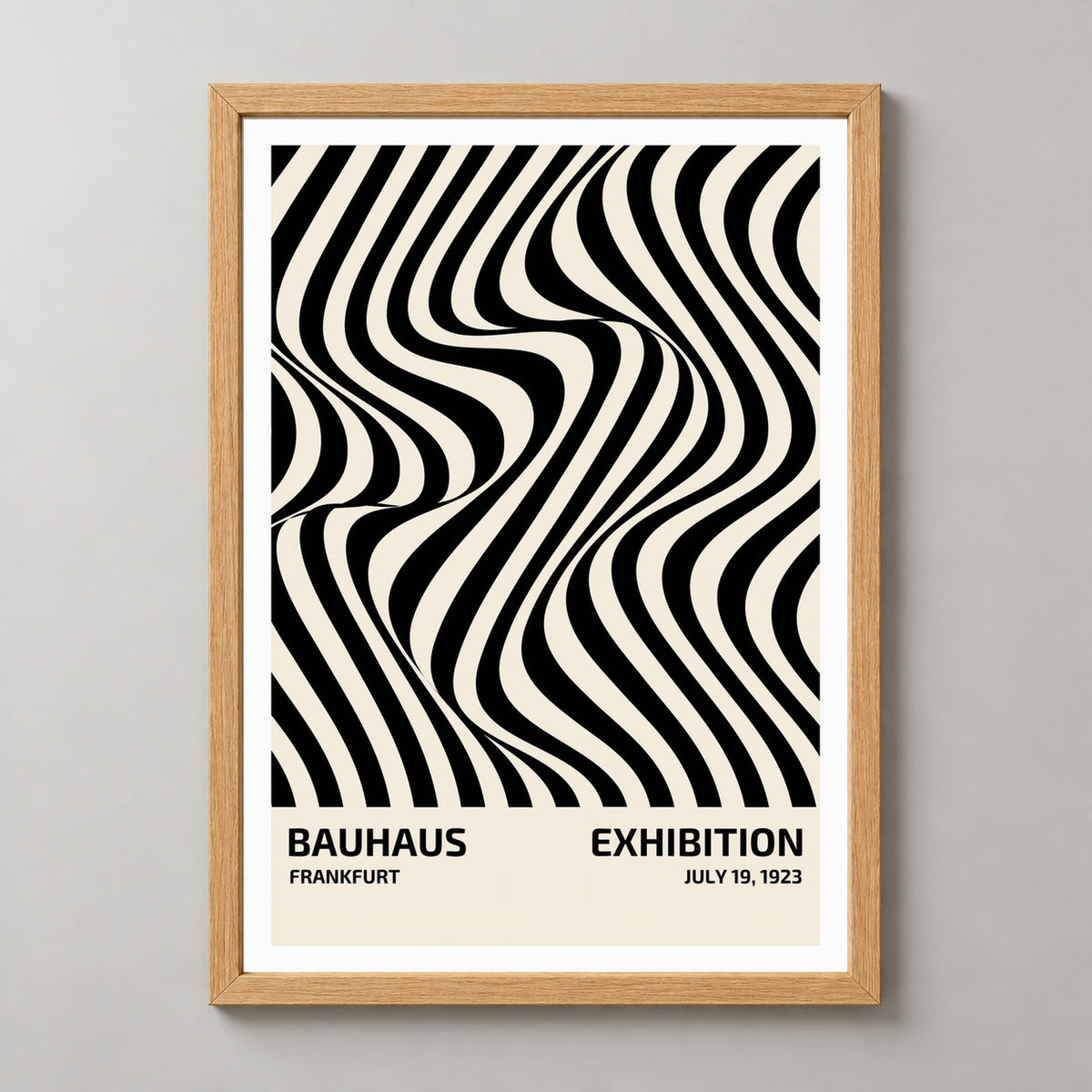 Bauhaus Exhibition Poster - 1923 Art Print — realistic natural wood frame studio view