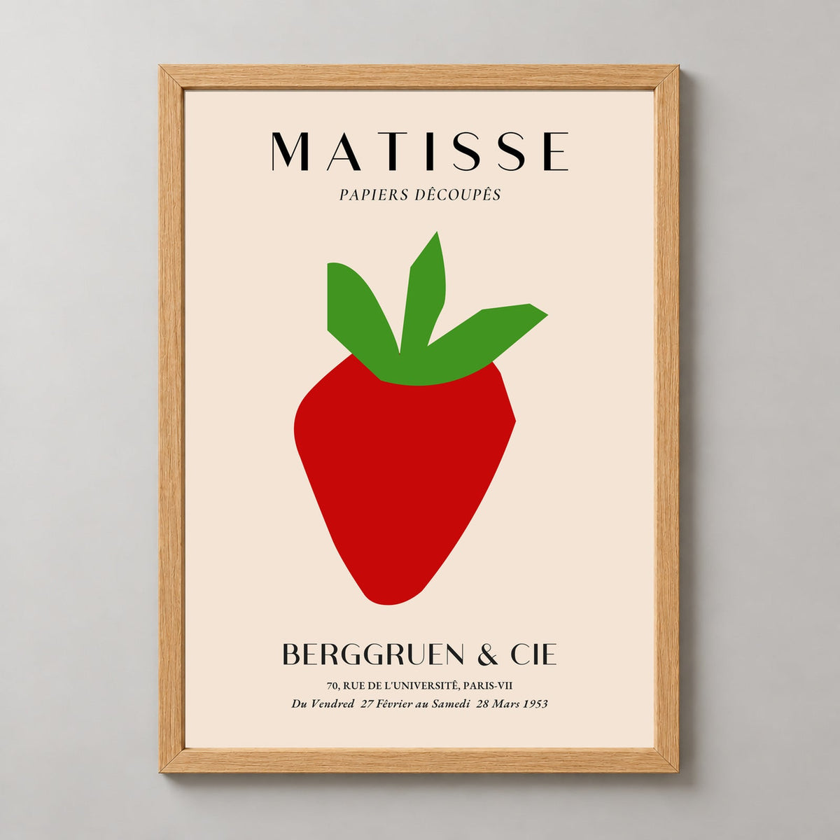 Matisse Papiers Découpés Art Print - Berggruen & Cie Exhibition — realistic natural wood frame studio view