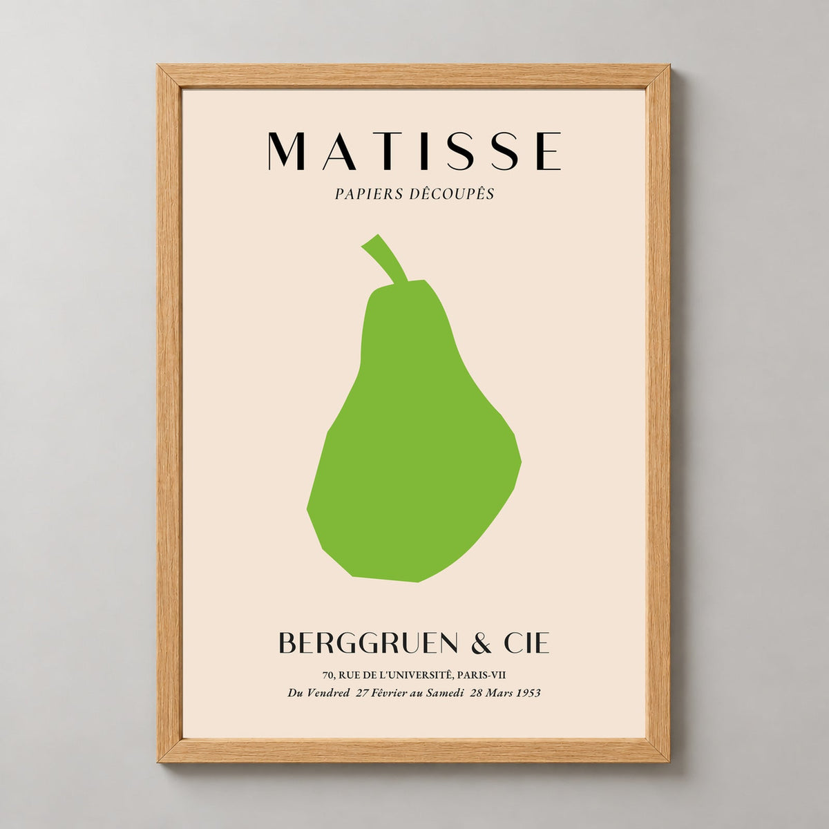 Henri Matisse - Papiers Découpés Art Print — realistic natural wood frame studio view