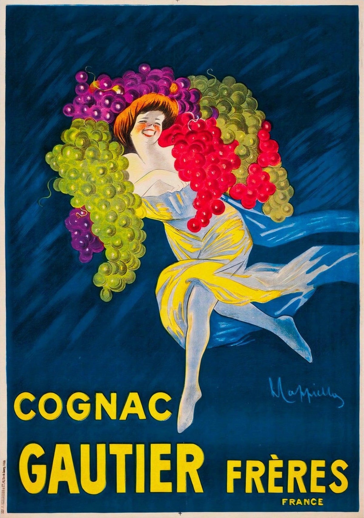 French Cognac Gautier Vintage Advertising Poster - Elegant and Nostalgic Décor — poster only, complete unframed artwork