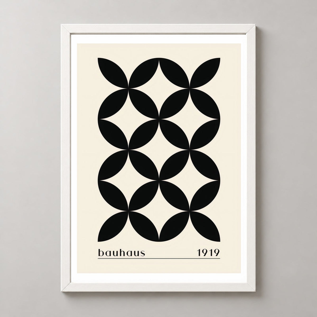 Bauhaus 1919 - Classic Geometric Art Print — realistic white frame studio view