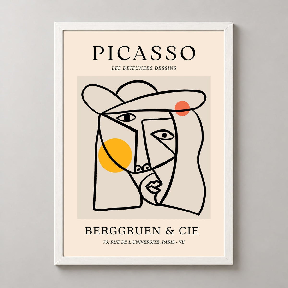 Picasso's Les Dejeuners Dessins - Iconic Modernist Art Print — realistic white frame studio view