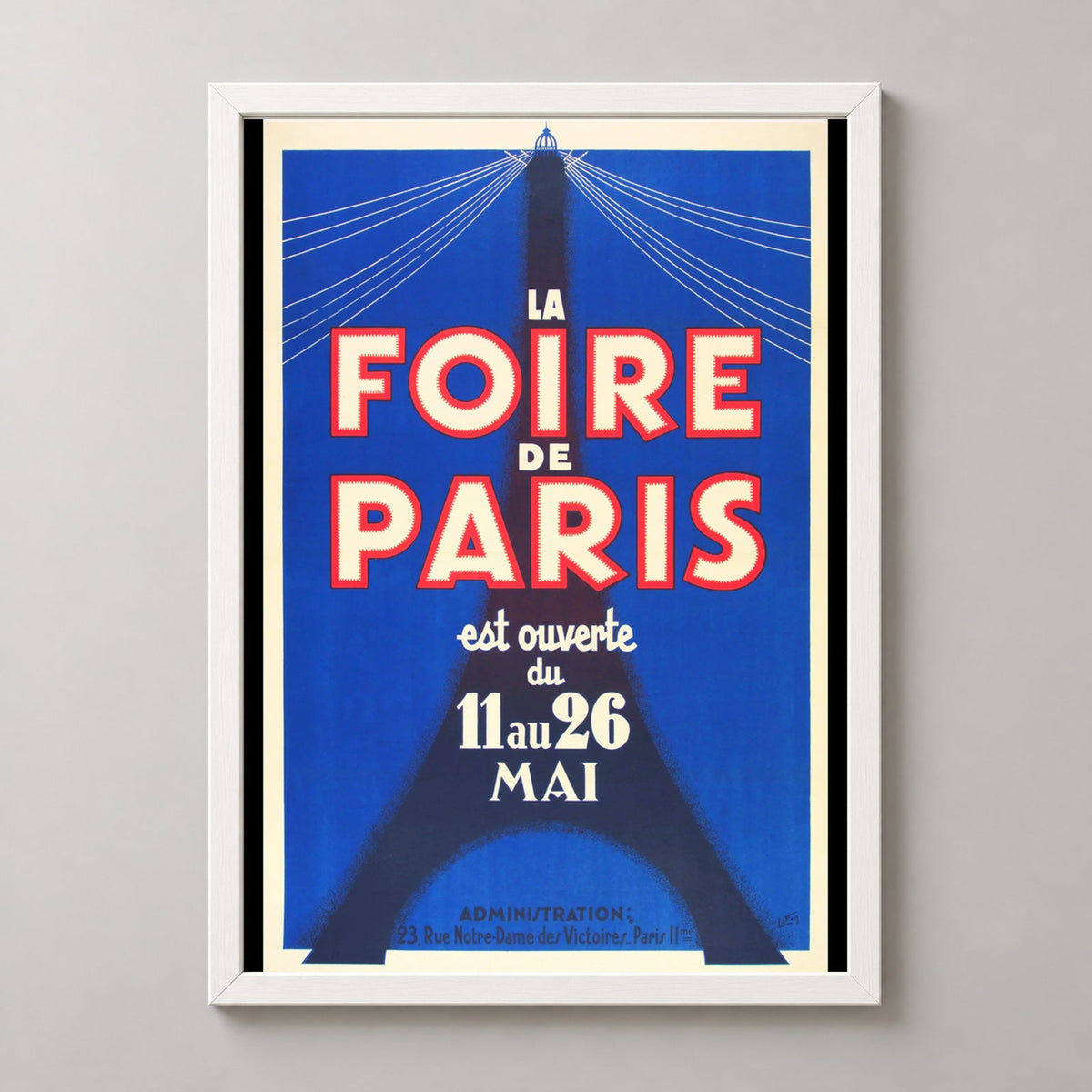 La Foire de Paris Vintage Poster - Classic French Event Advertisement — realistic white frame studio view