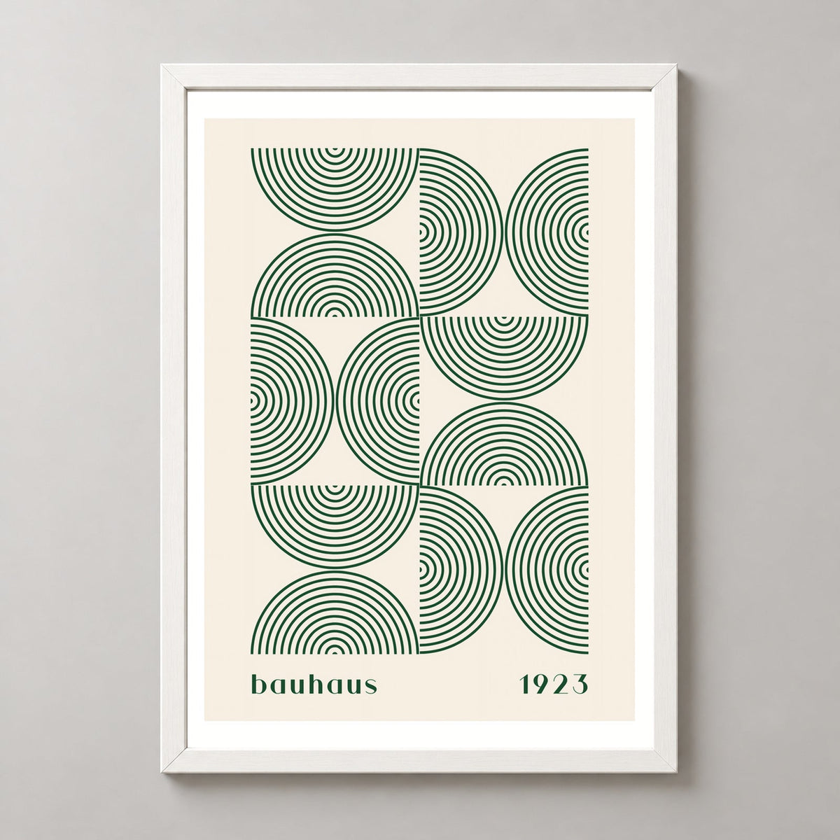 Bauhaus 1923 Art Print - Classic Geometric Design — realistic white frame studio view