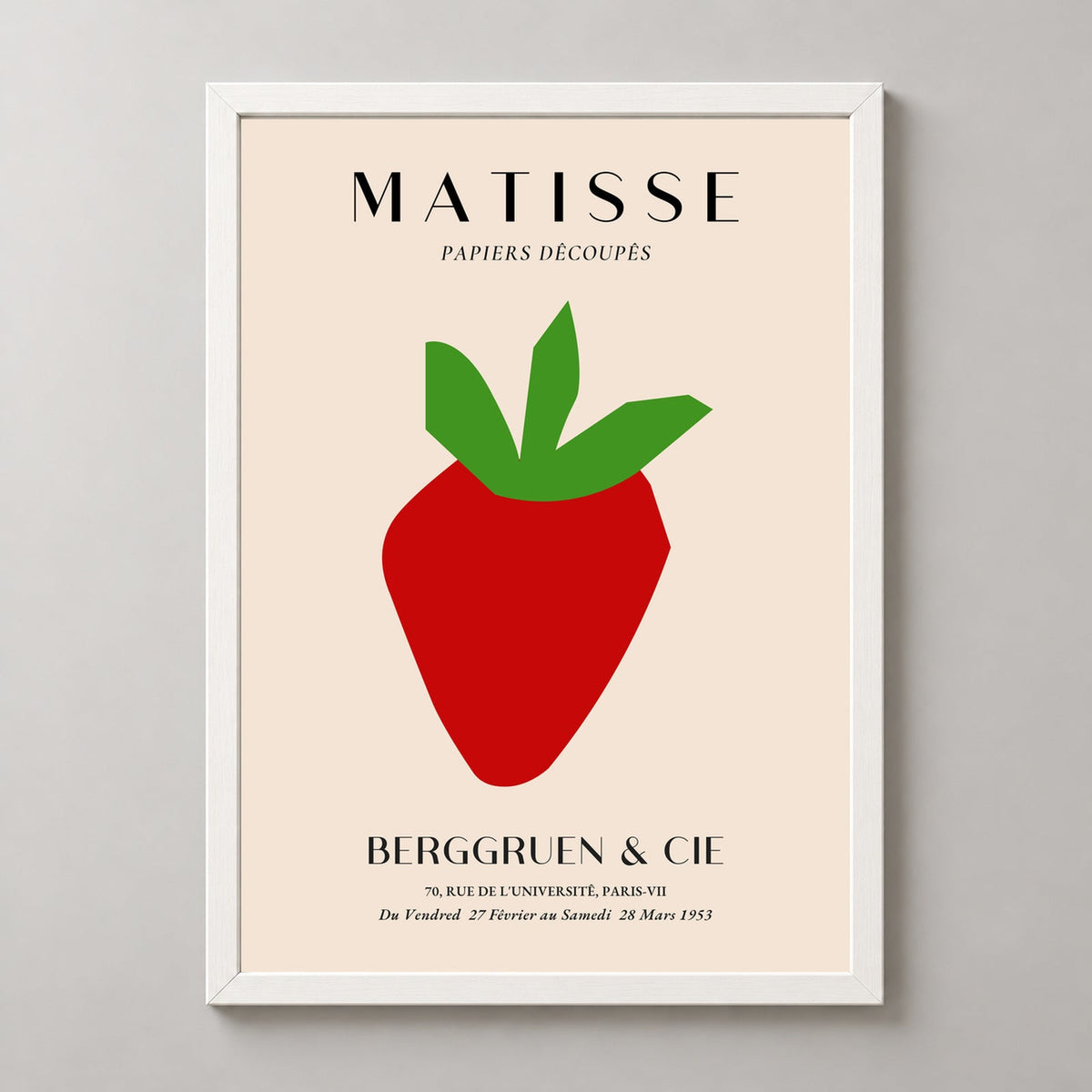 Matisse Papiers Découpés Art Print - Berggruen & Cie Exhibition — realistic white frame studio view