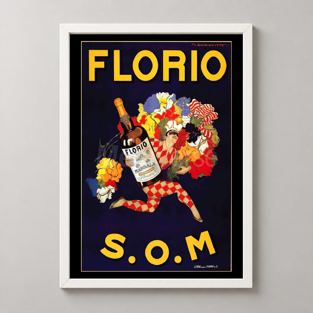 Florio Marsala Vintage Advertising Poster Art Print — realistic white frame studio view