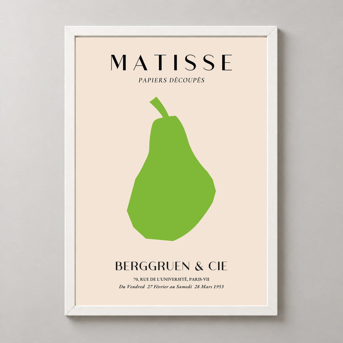 Henri Matisse - Papiers Découpés Art Print — realistic white frame studio view