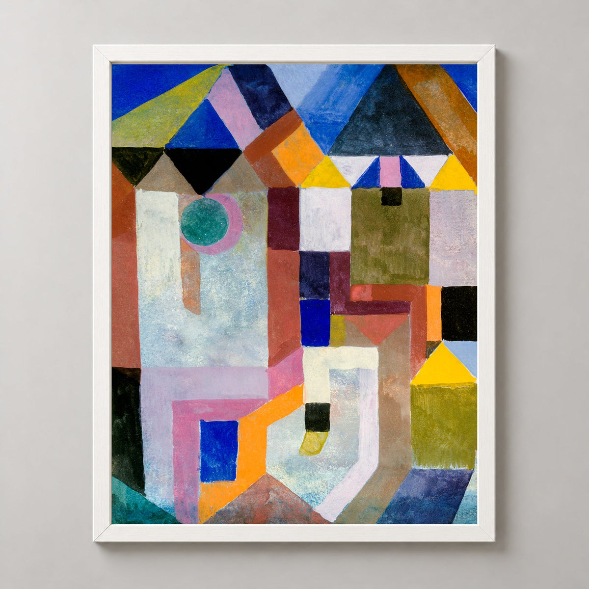 Paul Klee's Colorful Architecture - Abstract Modernist Art Print — realistic white frame studio view