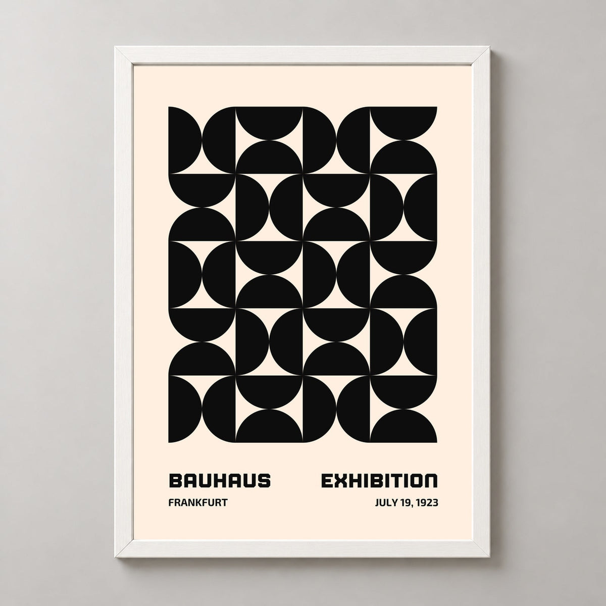 Bauhaus Exhibition Poster - 1923 Geometric Abstract Art Print — realistic white frame studio view