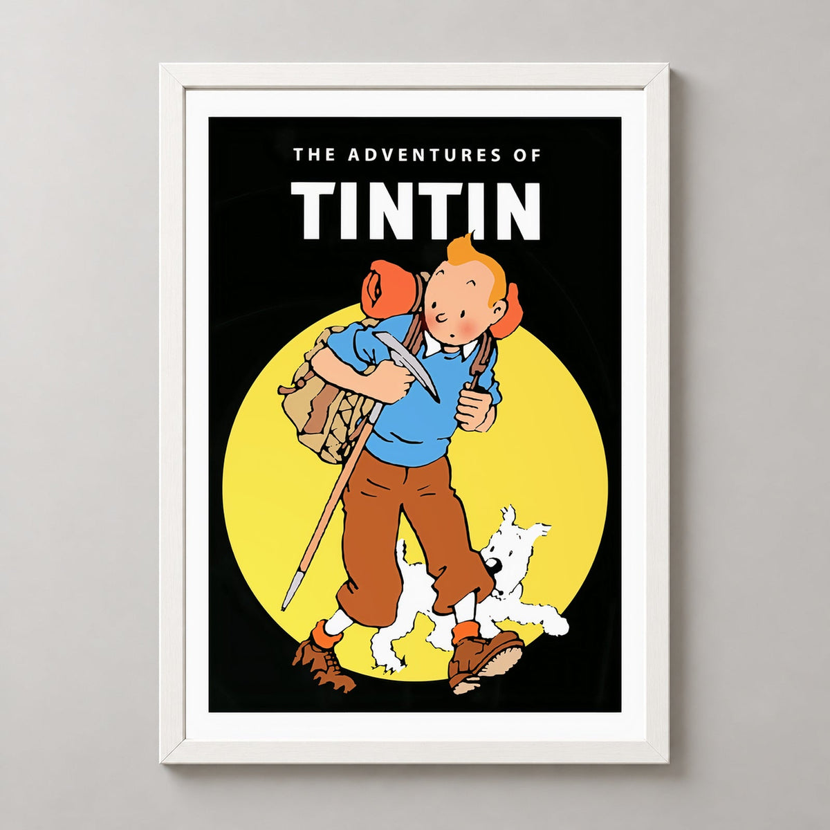 The Adventures of Tintin - Classic Comic Art Print — realistic white frame studio view
