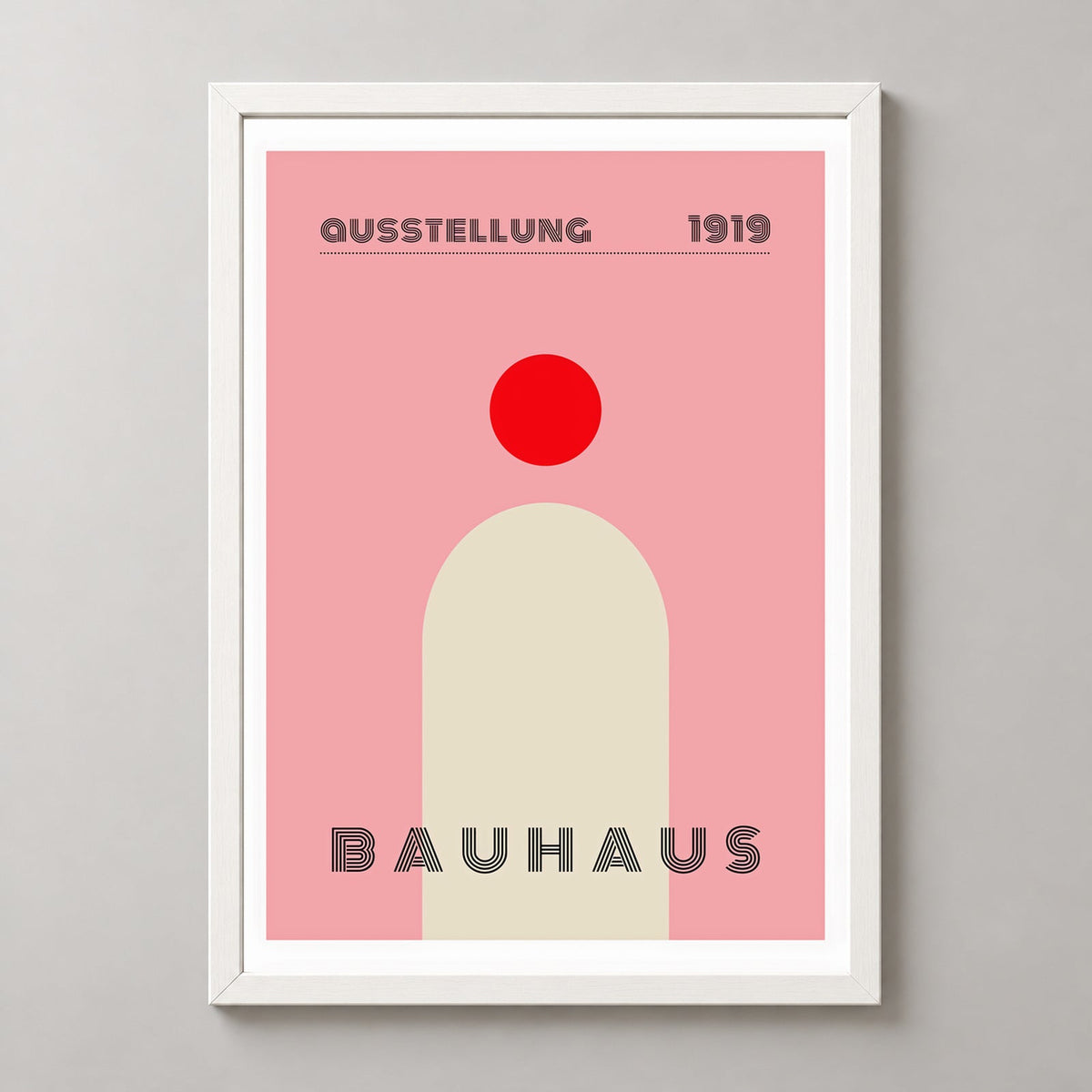 Bauhaus Ausstellung 1919 Art Print - Iconic Abstract Design — realistic white frame studio view