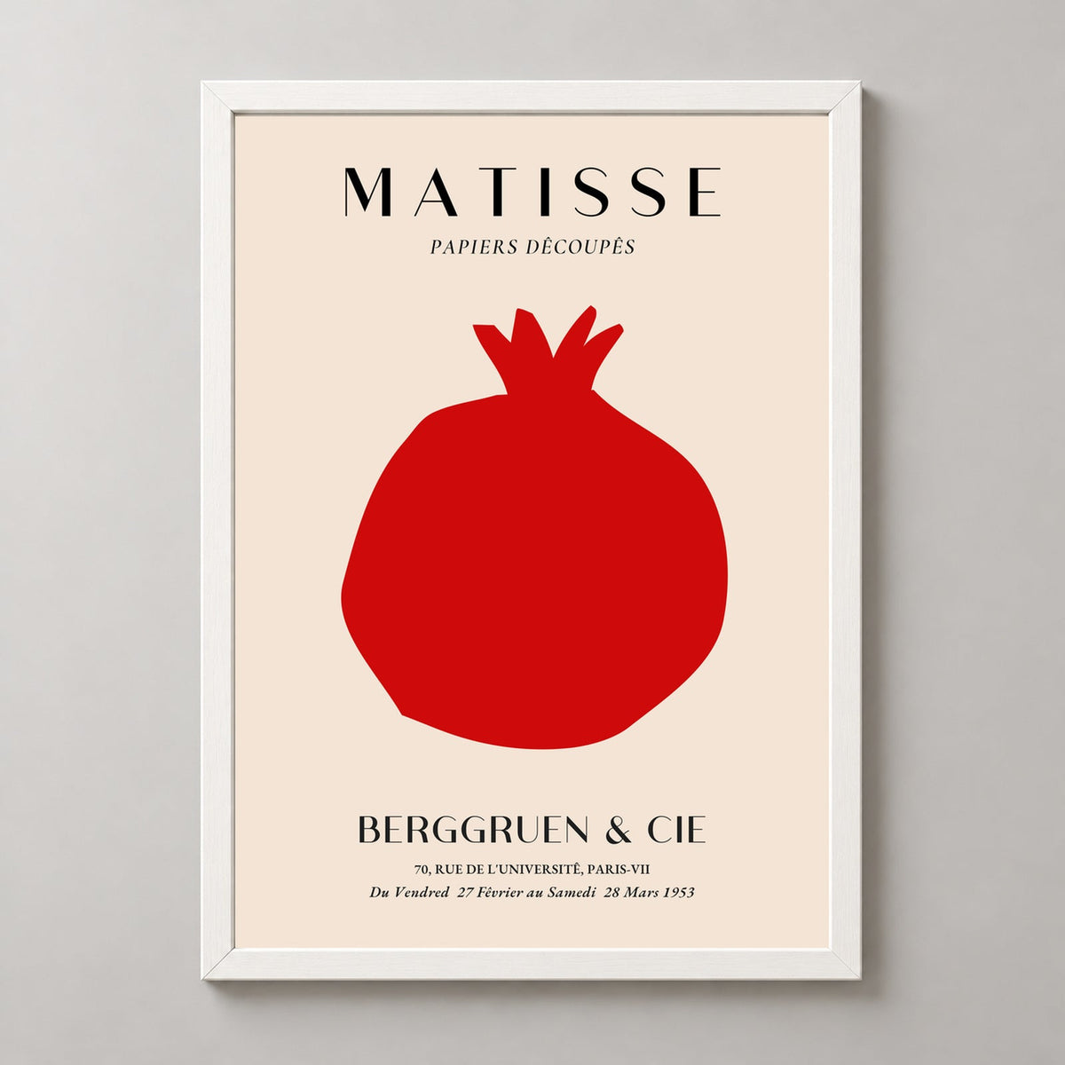 Henri Matisse Papiers Découpés Exhibition Poster - Iconic Modern Art Print — realistic white frame studio view