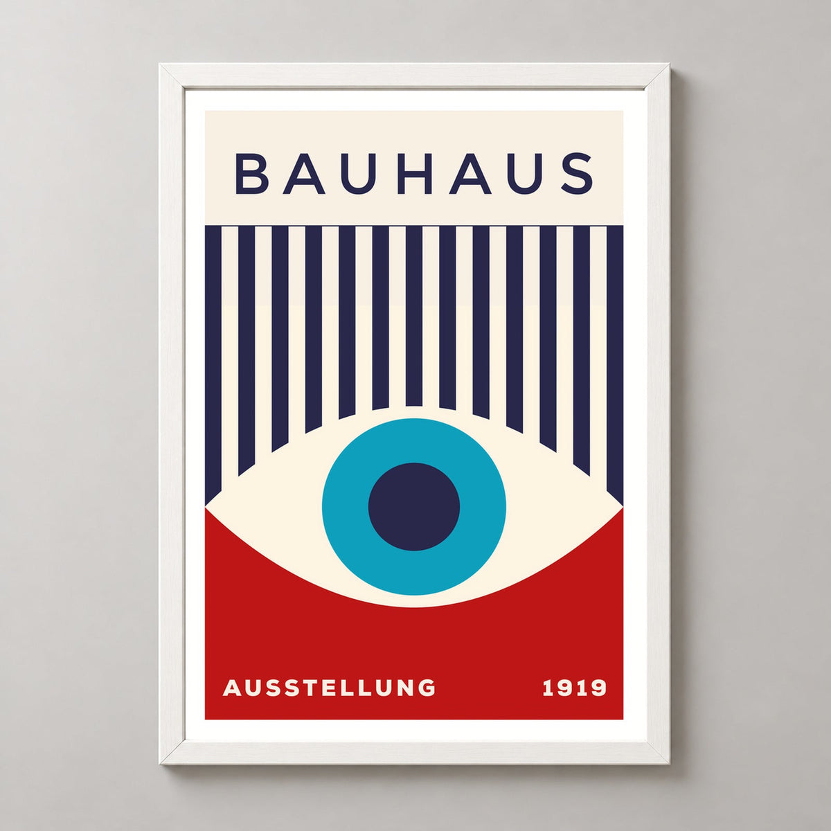 Bauhaus Ausstellung 1919 - Iconic Modernist Art Print — realistic white frame studio view
