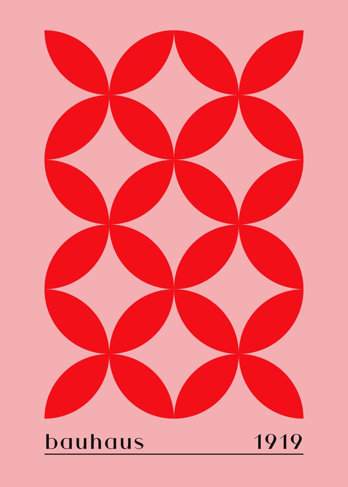 Bauhaus 1919 Geometric Red Pattern - Vintage Design Art Print — poster only, complete unframed artwork