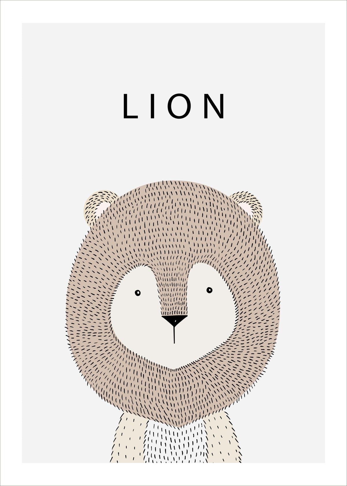 Minimalist Lion Kids Room Art Print — poster only, complete unframed artwork