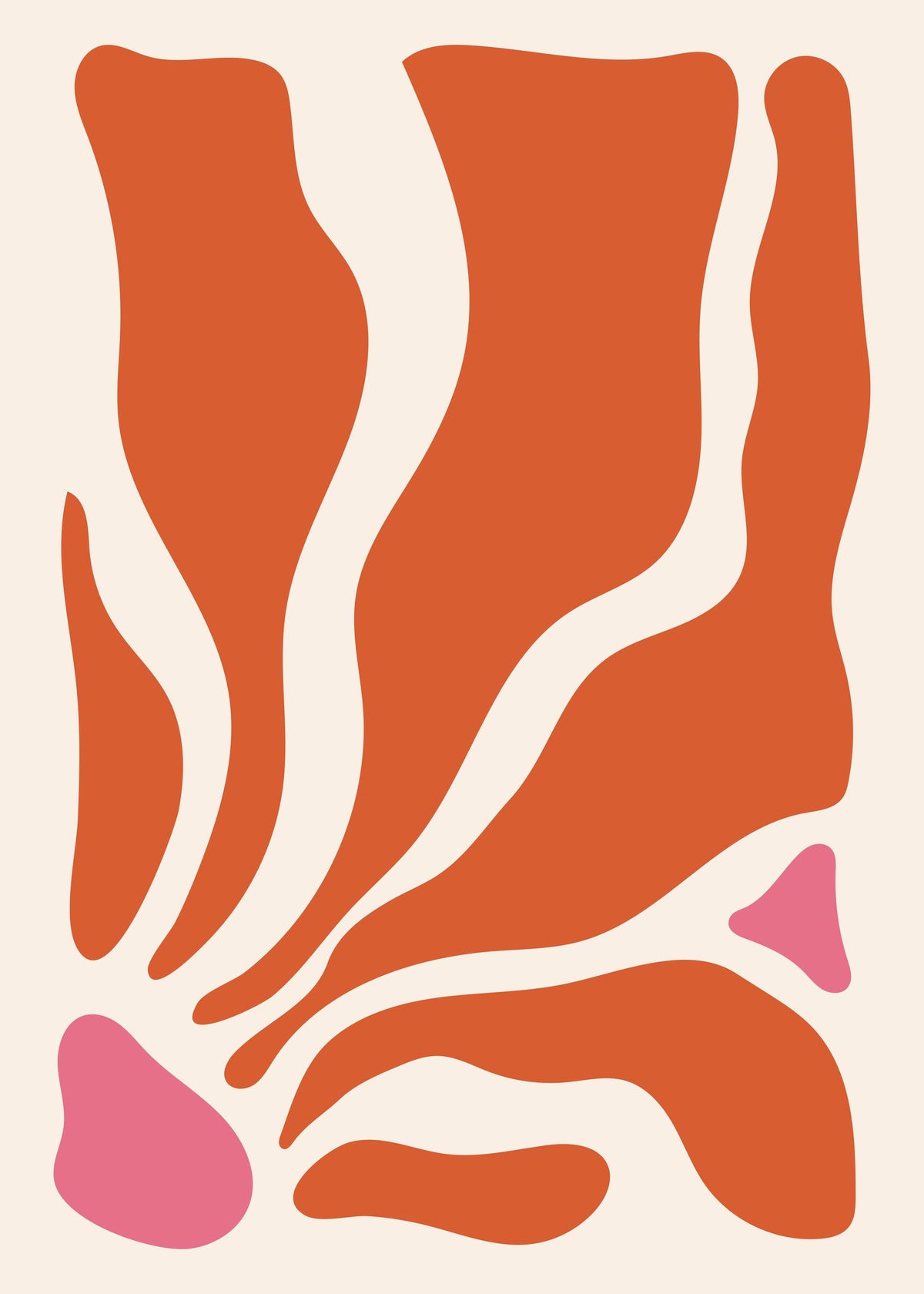 Abstract Orange and Pink Minimalist Art Print — poster only, complete unframed artwork